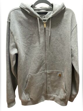 Carhartt Mens Loose Fit Mid weight Full-Zip Sweatshirt Heather Gray M K122-HGY